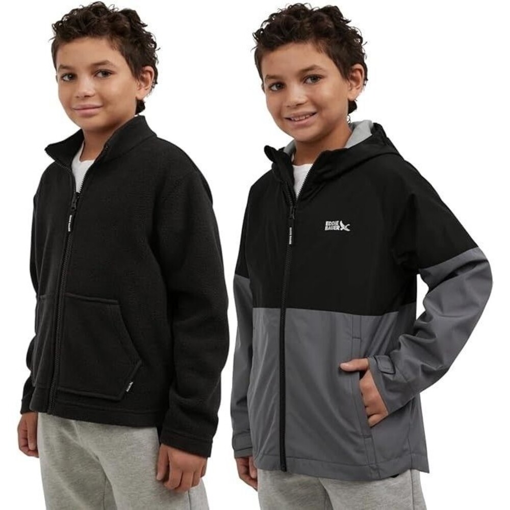NWT Eddie Bauer Coat Boys Sz 7/8 Small Black Gray 3-in-1 Jacket Winter Kids Warm - Picture 4 of 8
